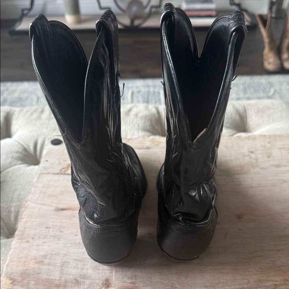 Tony Lama Lizard Black Leather Cowboy Boots Women’s 6 - Picture 3 of 6